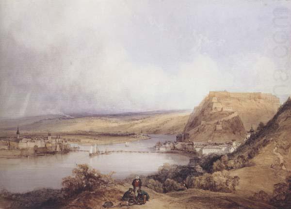 William Callow Ehrenbreitstein and Koblenz from the heights of Pfaffendorf (mk47) china oil painting image